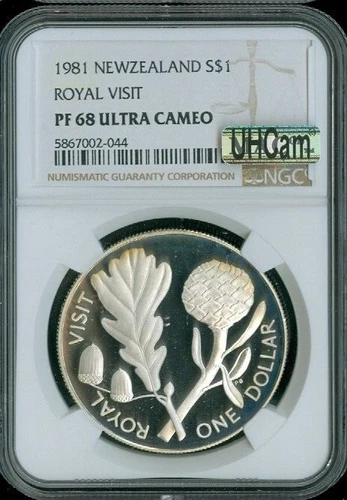 1981 New Zealand Royal Visit Dollar NGC PF68 Ultra Cameo MAC Quality