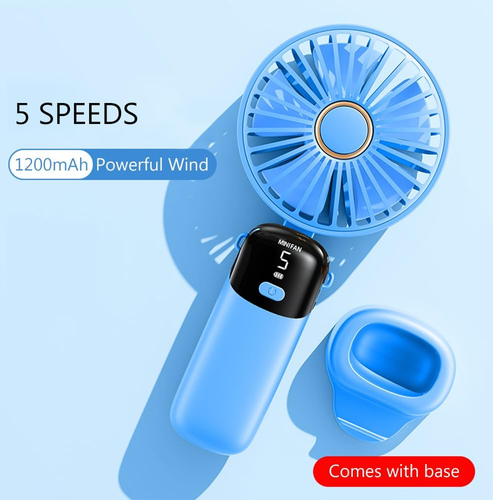 Handheld Fan Rechargeable, Portable Fan 90° Foldable, Silent Airflow Quiet Perso - Picture 3 of 7