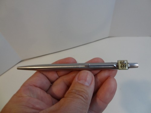 Vintage Parker Ballpoint Ink Pen Retractable Jotter Silver W/ $$ Emblem