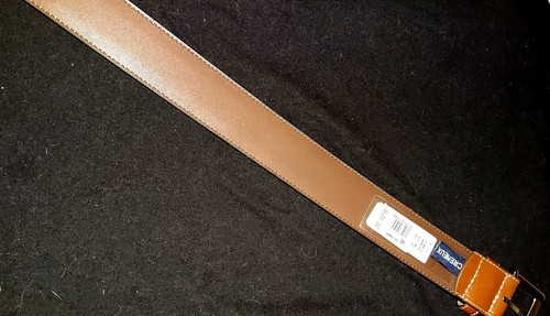 Cintura Cremieux 32 marrone pieno fiore pelle bovina foderata su vera pelle fibbia cromata - Foto 7 di 10