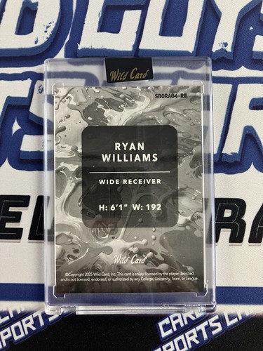 2025 Wild Card Splat #SBORA04-RW Ryan Williams /10 - Imagen 2 de 2