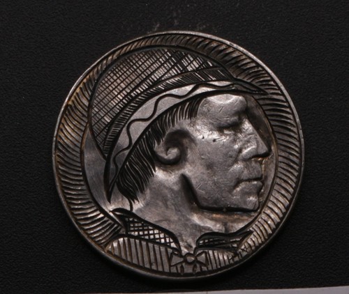 Deadpan Dan - The Roundabout Man - handgeschnitzt - Bowler Style Hobo Nickel
