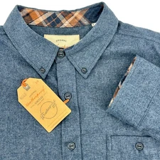 Weatherproof Vintage Mens Large Long Sleeve Button Down Shirt Blue Flannel NEW