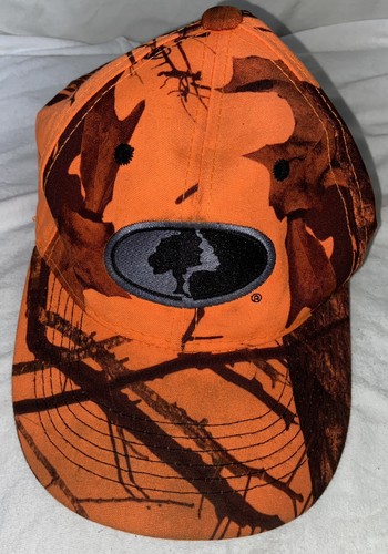 Mossy Oak Blaze Orange Men’s Adjustable Baseball Hat Hunting Outdoors Trucker