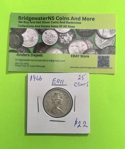 Canada 1966 Canadian Quarter. AG.  Queen Elizabeth II.   STARTING BELOW MELT