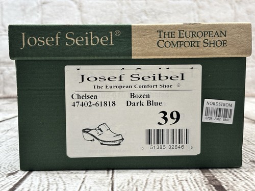Josef Seibel Catalonia 54 Blue Leather Comfort Slip On Clogs Womens 7-7.5 EU 38 - Picture 8 of 9