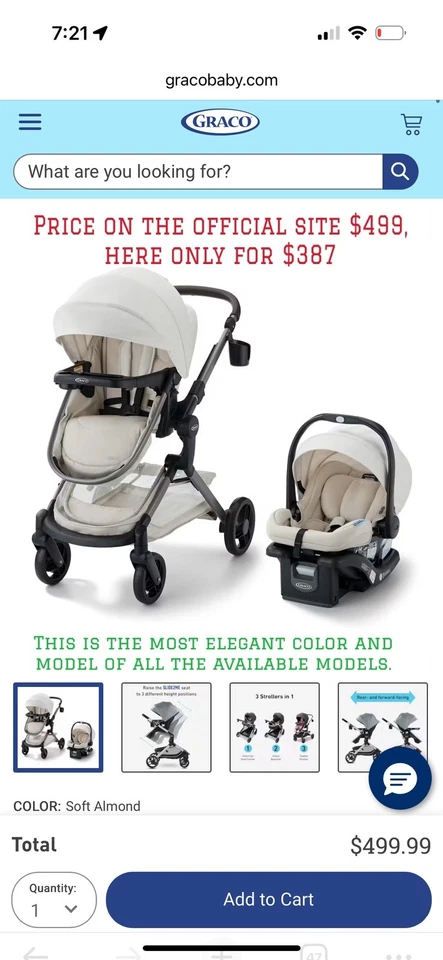 Sistema de Viaje Graco Modes Nest Color Almendra Suave Nuevo En Caja Foto 2 de 3