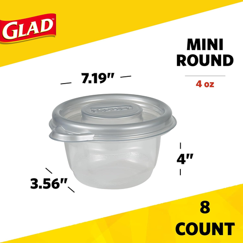 ware Home Mini round Food Storage Containers - Small Meal Container Holds up to - Picture 2 of 12