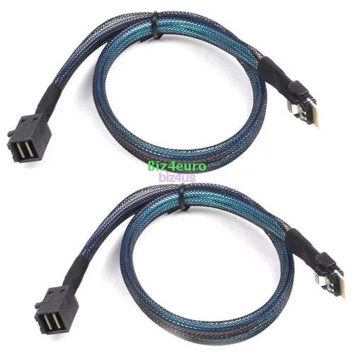 2 Stück Slim SAS SFF-8654 4i Host Straight to HD Mini SAS 4i SFF-8643 Kabel 50cm