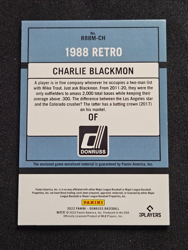 2022 Panini Donruss Béisbol Charlie Blackmon Retro R88M-CH - Imagen 2 de 2
