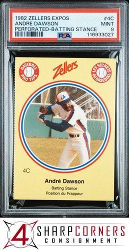 1982 ZELLERS EXPOS PERFORATED #4C ANDRE DAWSON HOF BATTING STANCE POP 3 PSA 9