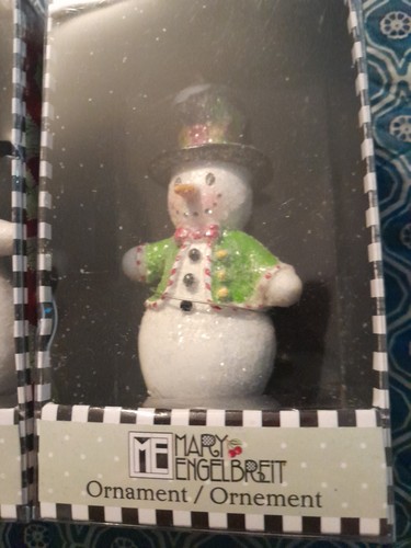 2 Mary Engelbreit Snowman Christmas Ornaments New In Boxes - Picture 2 of 4