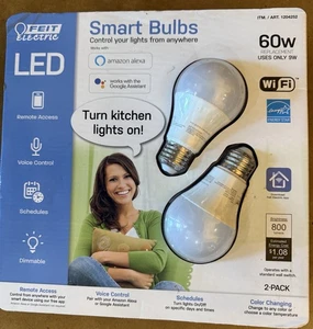 Feit Electric 60W Smart Wi-Fi LED Color Changing Dimmable Light Bulb - White