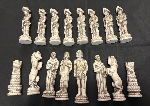 💥 Vintage Azteken Maya Schachspiel - Schwarz & Weiß Figuren - Holzkiste komplett - Bild 4 von 20