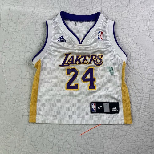 Adidas Kobe Bryant LA Lakers 24 bianche e oro bambino taglia 4T *macchiate*