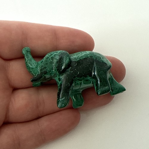 Kleiner grüner Malachit Elefant Rüssel hoch Glück Figur Nachlass Fund schön - Bild 8 von 10
