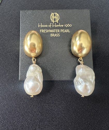 House Of Harlow große natürliche Perlen Ohrhänger - Bild 5 von 5