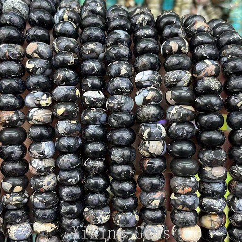 6x10 mm Schwarz Natürlich Imperial Jaspis Rondell Zwischenring Perlen für Schmuck Herstellung - Bild 4 von 6