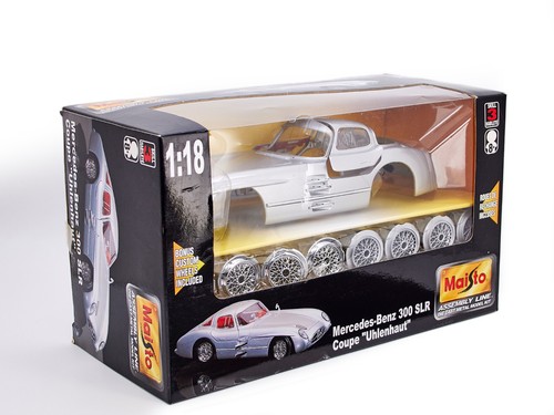 MAISTO Mercedes Benz 300 SLR Uhlenhaut Coupe 39898 Model Kit 1:18 SILVER NEW C24