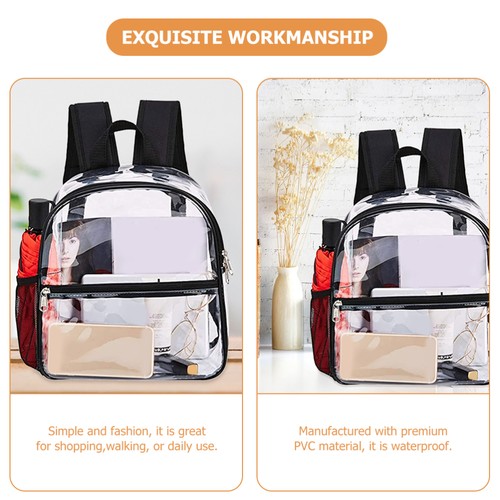 Waterproof PVC Backpack Men and Women Clear Small Transparent Stadium - Imagen 9 de 12