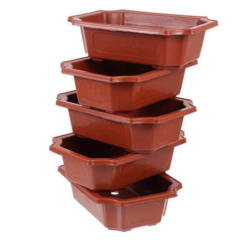 2 Count Imitation Ceramic Flowerpot Decorative Pots Planter Rectangular - 第 4/12 張圖片