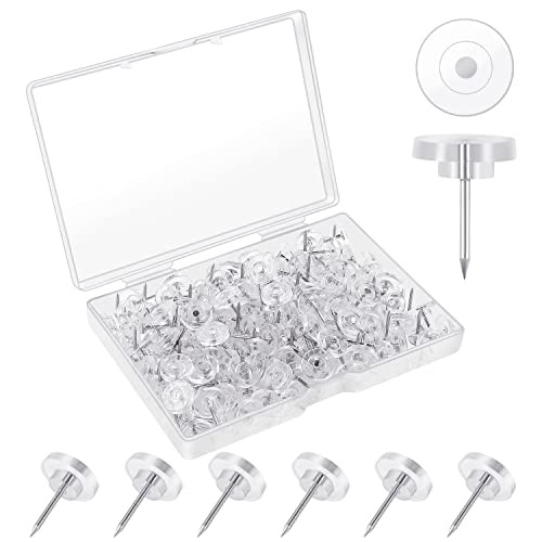 Push Pins, Standard Plastic Thumb Tacks Steel Point and Head 60Pcs Clear - Bild 2 von 7