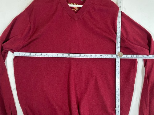 Maglione vintage Orvis uomo grande rosso scollo a V 100% lana merino maglia maglione retrò - Foto 7 di 9