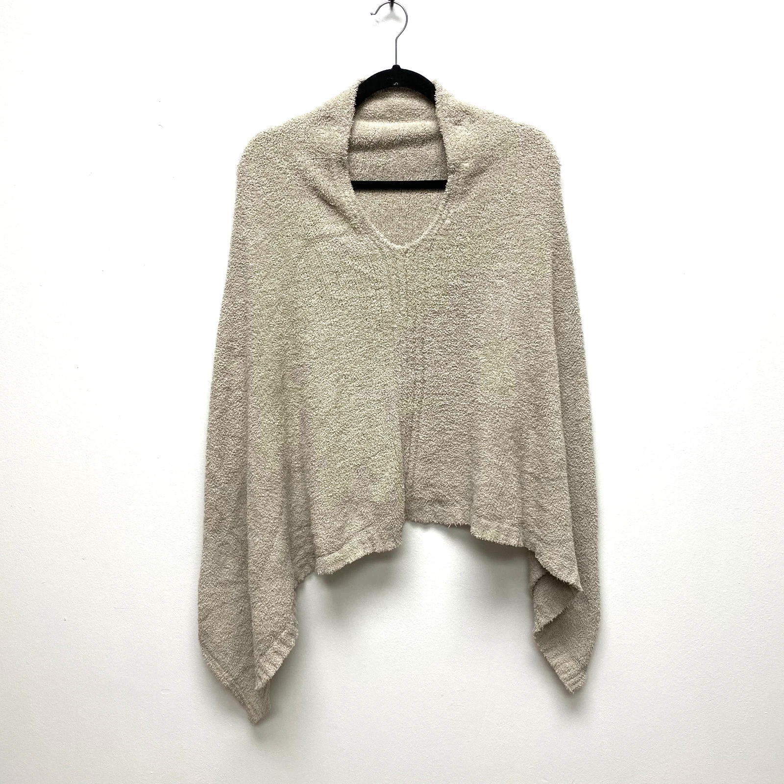 Barefoot Dreams CozyChic Poncho Womens Stone Beige Knit Cozy Pullover - One Size