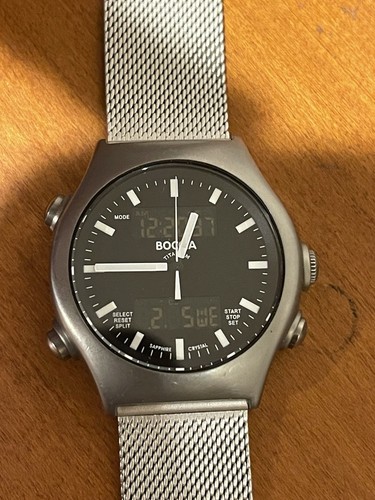 boccia titanium watch For Parts Or Repair Analog Not Working Digital Is Working