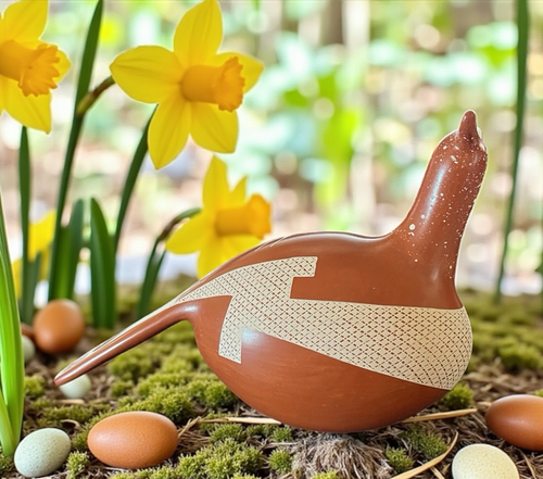 Mata Ortiz Pottery Jerardo Tena Paquime Orange Clay Roadrunner Mexican Fine Art - Foto 6 di 10