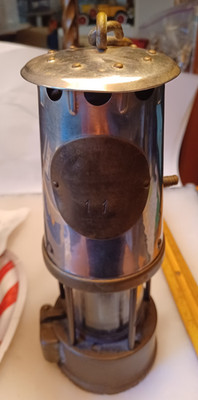 ECCLES PROTECTOR LAMP & LIGHTING Co. COAL MINORS FLAME SAFETY LAMP, Brass &Steel