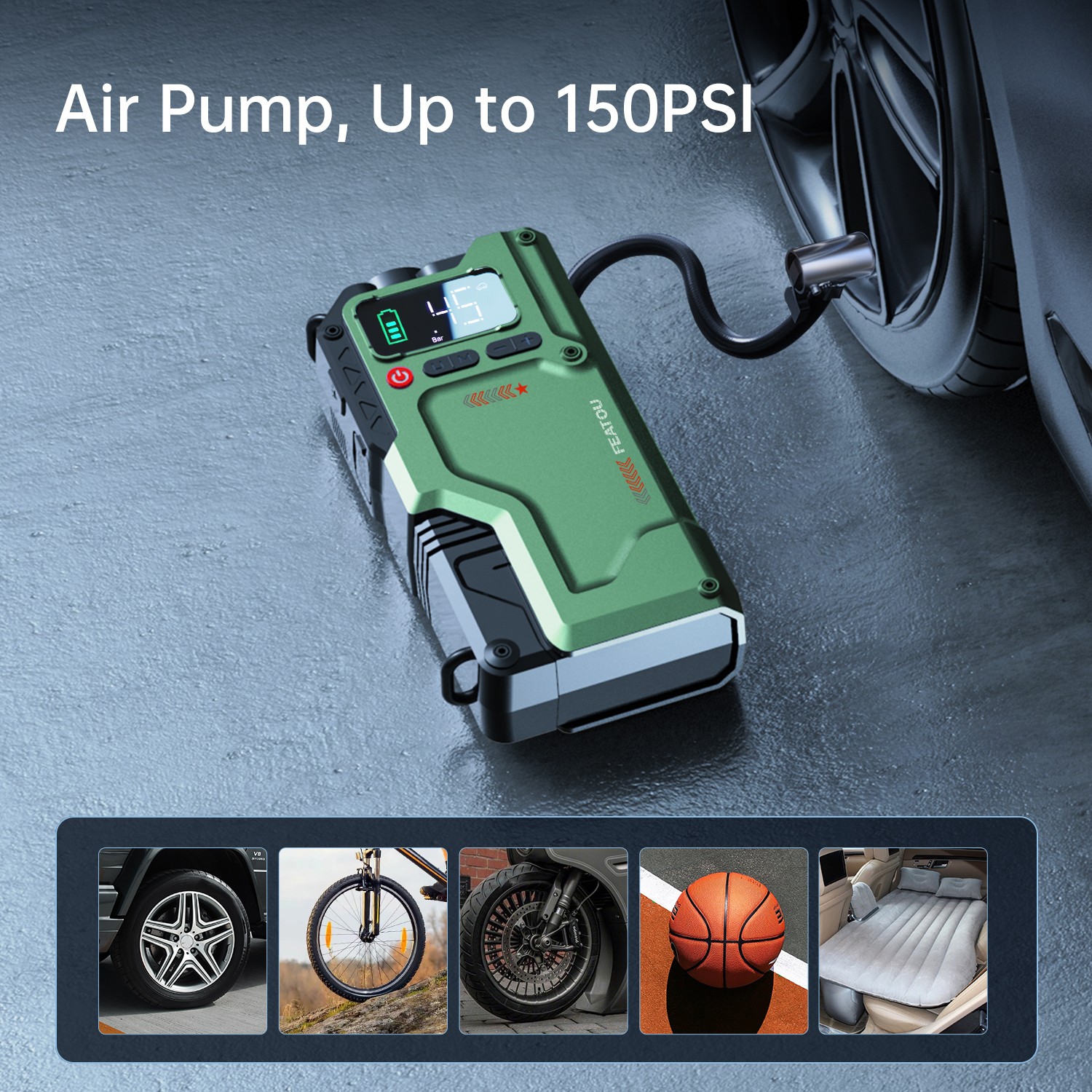 9000A Car Jump Starter with Air compresso Power Bank Battery Charger Portable US