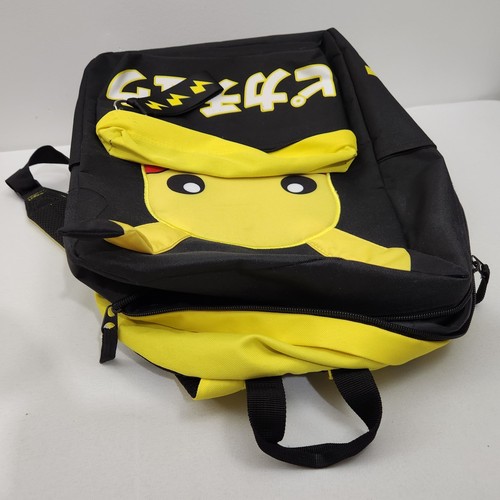 Pokémon Pikachu Backpack 17" Bioworld Black Yellow Padded Bookbag Book Bag - Picture 5 of 8