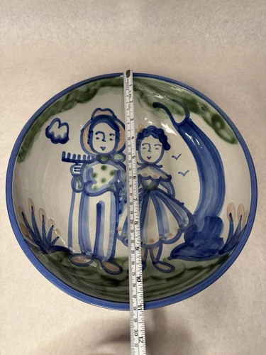 Vintage M.A. Hadley 11" Stoneware Serving Bowl Farmer & Wife FREE SHIPPING C8