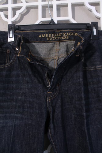 American Eagle Jeans Mens 34 Blue Dark Wash Denim Pants Original Straight 34x34 - Picture 6 of 15