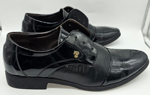 Men's Black Patent Leather Dress Shoes Oxfords EU 44 US 11 Formal Slip On... - Picture 2 of 8