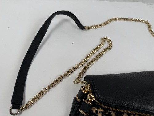 Henri Bendel Purse Crossbody Shoulder Bag Woven Rafia Leather Chain New - Photo 7/15