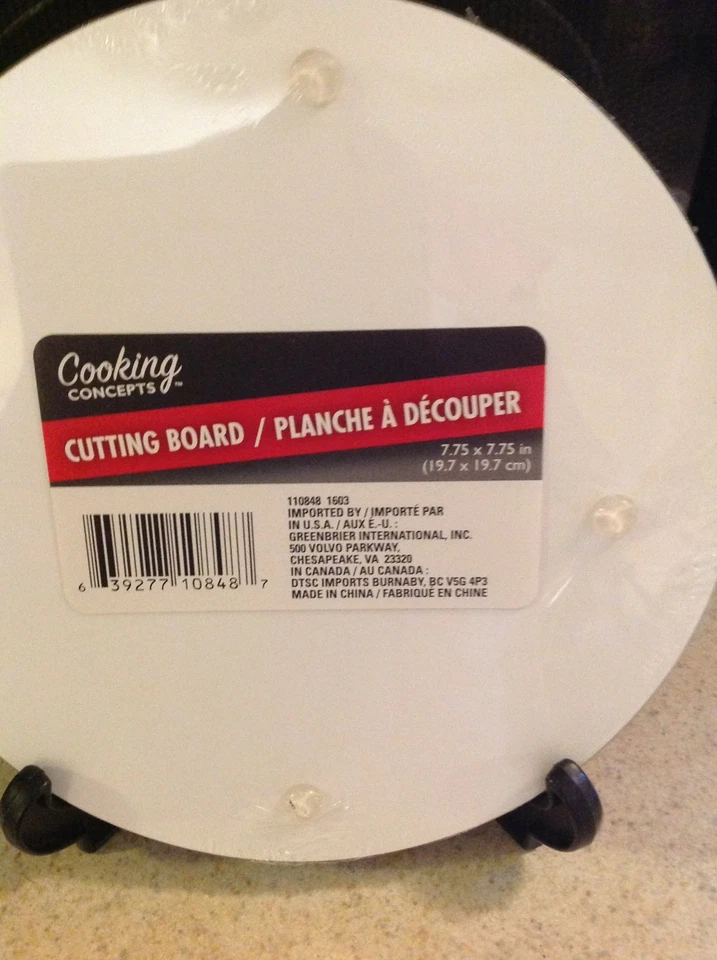 Chef Kitchen Cutting Board Glass Set of 2 Round & Square Cooking Concepts - Image 3 of 4