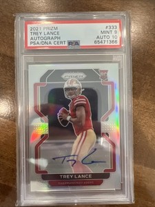 2021 Panini Prizm Silver #333 Trey Lance Auto RC PSA 9 49ers Cowboys