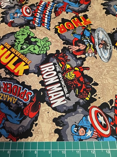 Lot 2 Hulk Thor Captain America fabric By 1/2 Yard Avengers Spider Man Marvel  - Picture 5 of 9
