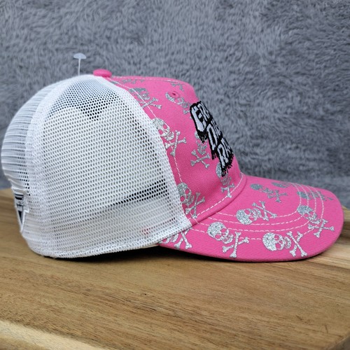 Grave Digger Racing Mütze Kappe Druckknopflasche pink weiß Netz Trucker Totenkopf & Knochen  - Bild 5 von 7