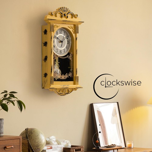 Clockswise Vintage Grandfather-Style Wall Clock with Wood-Effect Plastic Pend... - Picture 3 of 8