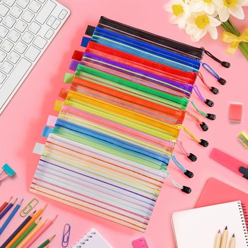 40 Stück Federmäppchen Großpackung, 10 Farben Netz Reißverschluss Etui Federmäppchen, 9x4,7 - Bild 6 von 7