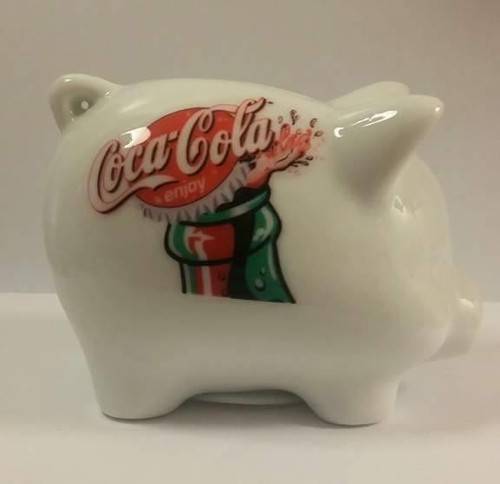A Charming Coke Bottle Cap Shooting 3 3/4" Long Porcelain Piggy Bank - Picture 2 of 4