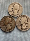 1953-D 3 COINS 90% Silver Washington  Quarter