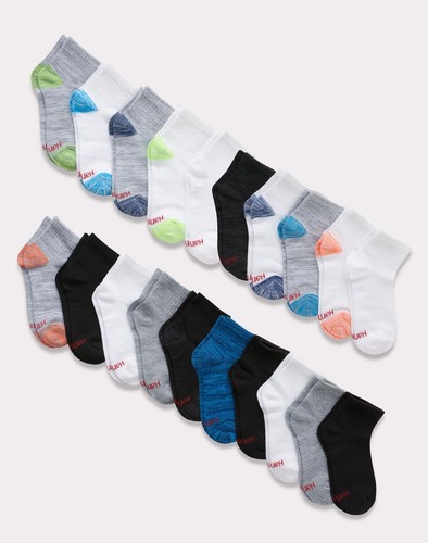 Hanes Ankle Socks 20-Pack Boys Lightweight Soft Ez Sort Stretch Comfort sz S-L - Picture 2 of 6