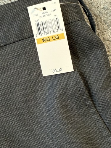 Van Heusen Traveler Slim Fit Pants 33X30 Dark Gray Check Non-Iron Wicking NWT - Picture 5 of 13