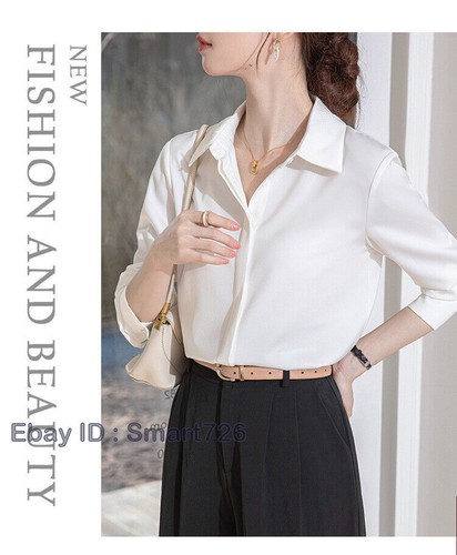 Womens Spring Top New Collar Long Sleeved White Shirt Casual Professional Shirt - Bild 21 von 27