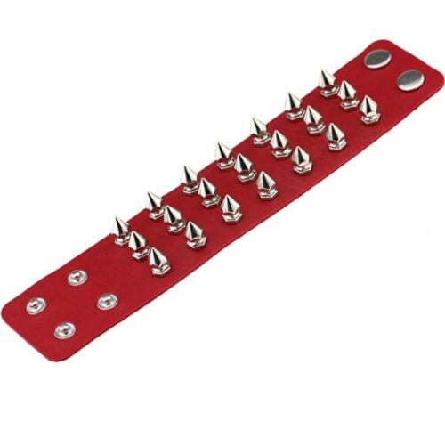 Bracciale Unisex Bracciale In Pelle Punk Rock Spike Borchie Punk Rock Cinturino Largo USA - Foto 5 di 18