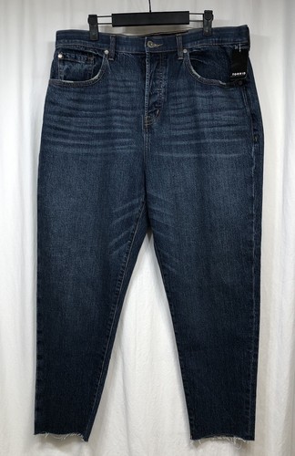 Torrid Mom Jeans Buttonfly Tapered Cropped Raw Hem Mineshaft dunkelblau 16R Neu mit Etikett - Bild 20 von 23
